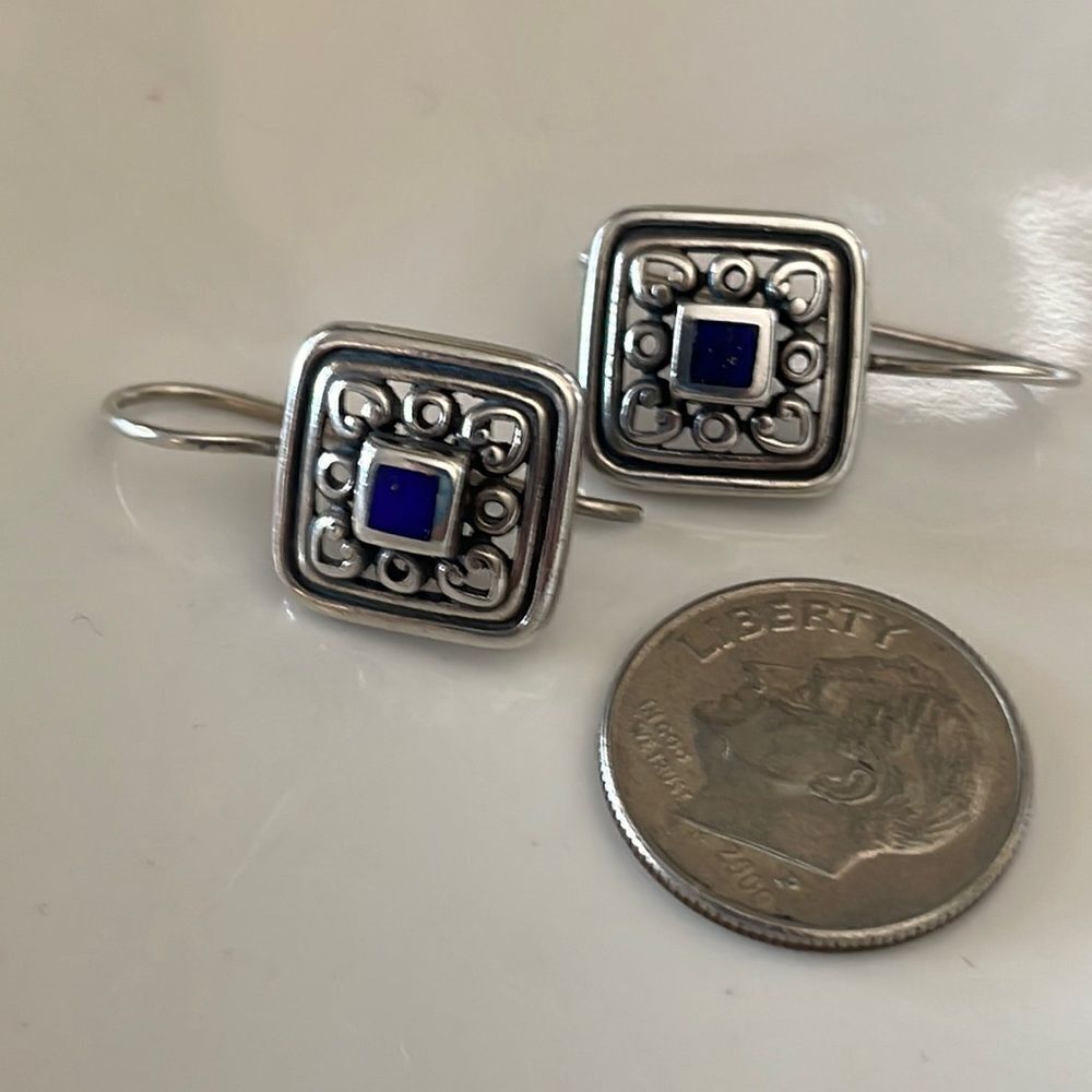 Sterling Silver Lapis Stone Drop Earrings